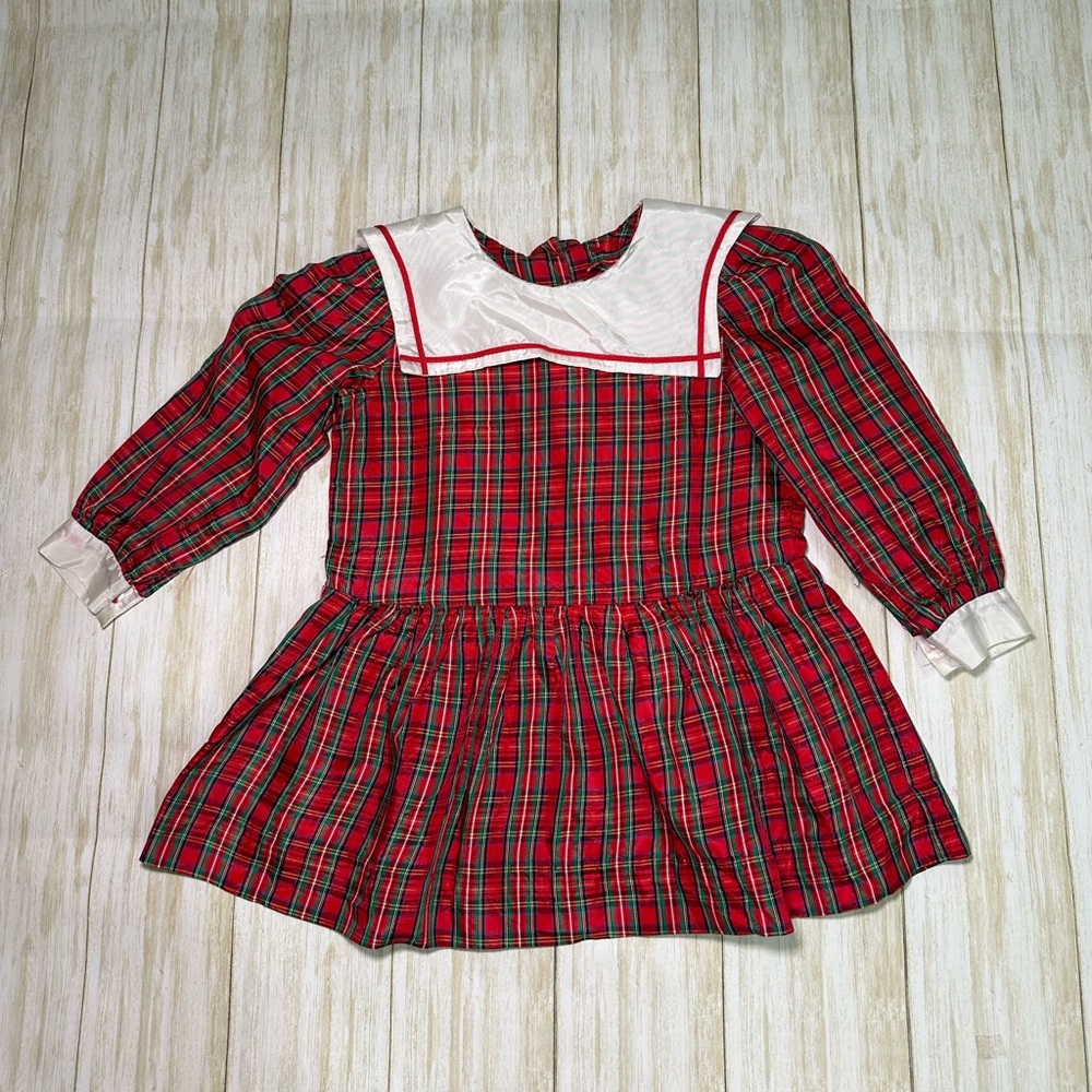 Vintage Handmade Christmas Holiday Girls Dress W 13”‎